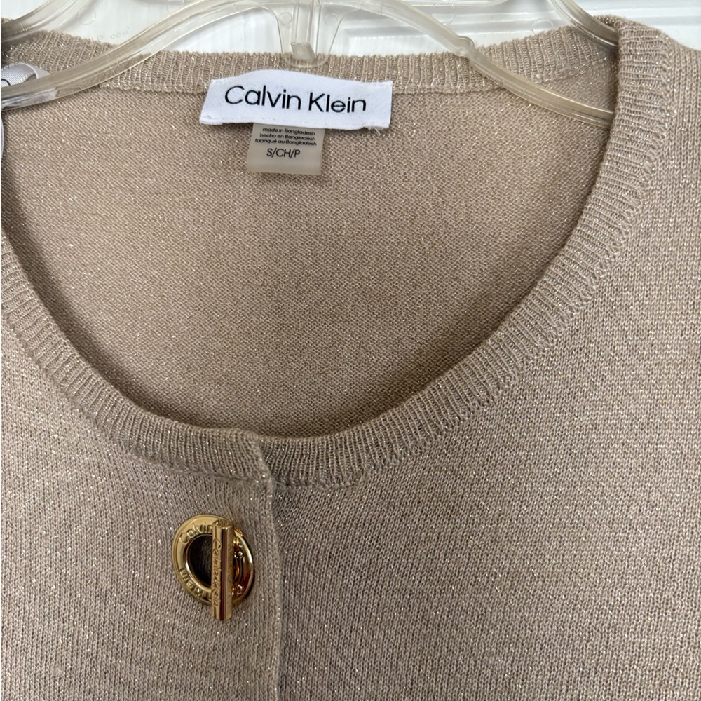 Calvin Klein Beige Button-Up Cardigan - Picture 2 of 8